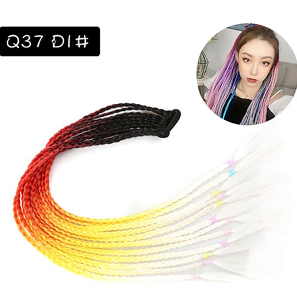 

synthetic hair extensions color gradient tricolor rope rubber bands braides wig ponytail hair ring 22 inch twist braid rope hair braider, Black