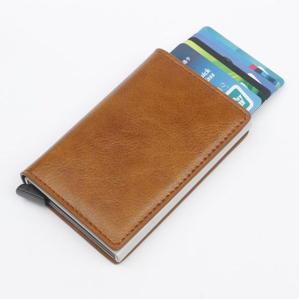 

wallets slim up holder pu leather anti scan metal wallet money pocket, Red;black