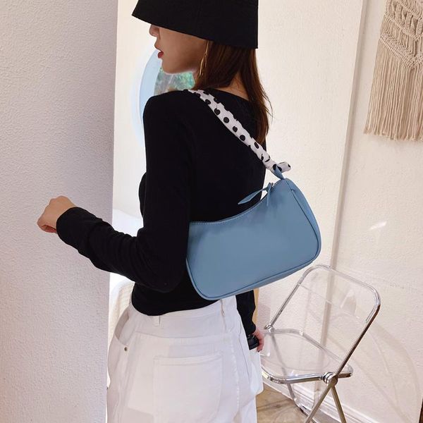 

2021 fashion women silk scarf small shoulder soft pu leather underarm bags female solid color handbags bolsa feminina