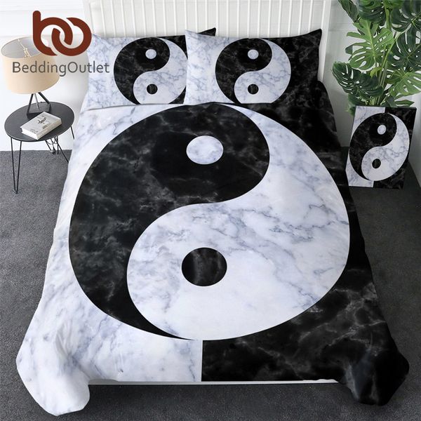 BeddingOutlet Tai Chi Cama Set Yin Ang Yang Duveta Capa De Mármore CONDORTER COBERTURA SET PAISLEY KING SUP CAMPERTES DE CAMA 210309