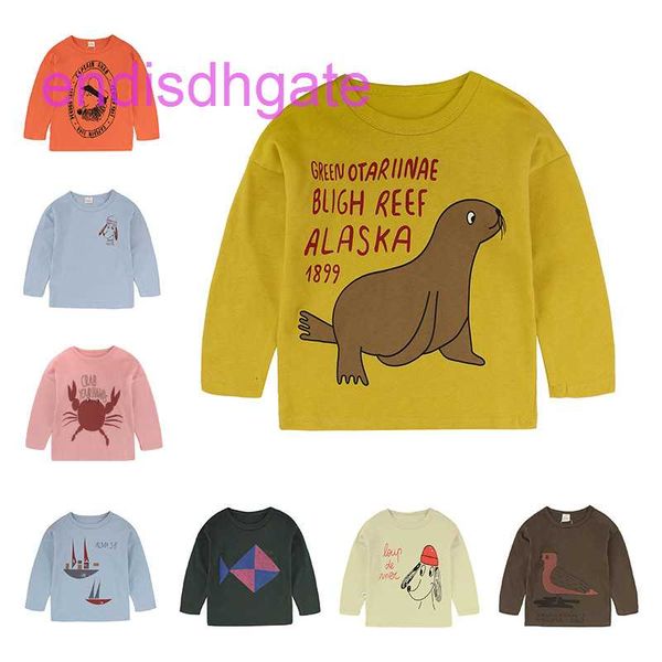 

children's fall printed 21 long cotton cartoon sleeve t-shirt, Black;white