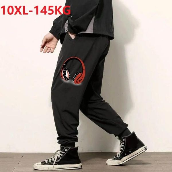 

men's pants summer spring sport wear cartoon sweatpants men plus size 7xl 8xl high street elasticity pencil 58, Black
