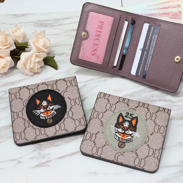 

wallets 2021 luxury women short wallet mini slim lovely printing genuine leather billfold simple fashion horizontal purse ty02, Red;black