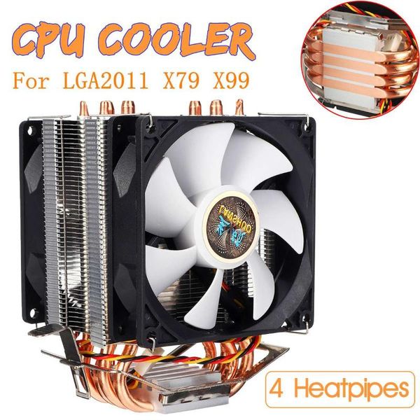

4 heatpipe cpu cooler lga2011 cooling fan computer radiator w/ dual fan cpu cooler intel 1150/115x/1366/775/x79/x99 amd