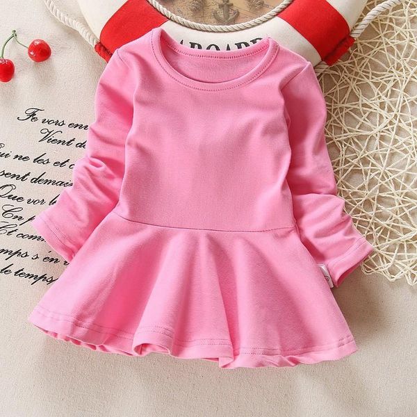 

girl's dresses 2021 spring autumn children cotton dress baby girls leisure bottoming fashion toddler girl candy color, Red;yellow