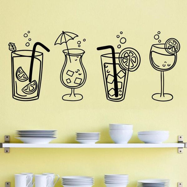 

wall stickers suitable for kitchen bar restaurant decoration decals cocktail drink showcase glass interior
