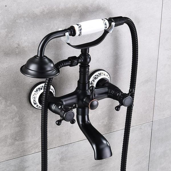 

black bronze finish bathroom telephone shower set luxury and noble euro style bathtub shower mixer