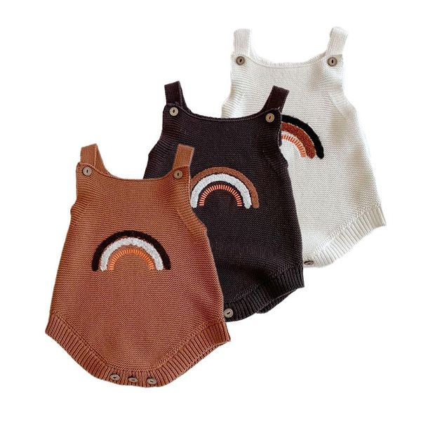 

rompers baby children cartoon rainbow knitted bodysuits for boys girls autumn infants clothes, Blue