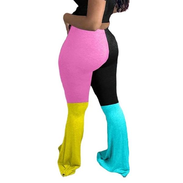 

women clothing fall 2021 casual patchwork flared trousers plus size high waisted flare pant sweatpants woman pants 90s aesthetic, Black;white