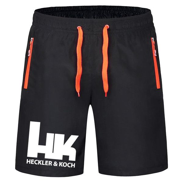

men's shorts summer heckler koch logo print custom made man solid color cotton quick dry breathable men sport male, White;black