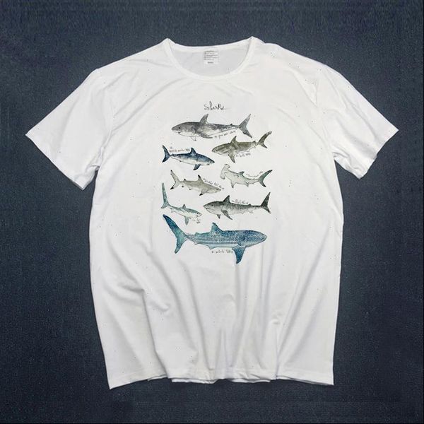 

womens women cute shark print ladies vogue graphic tees female camisas lady t shirt harajuku shirts, White