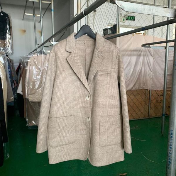 

women's wool & blends dongdamen korean version of small double face cashmere coat, Black