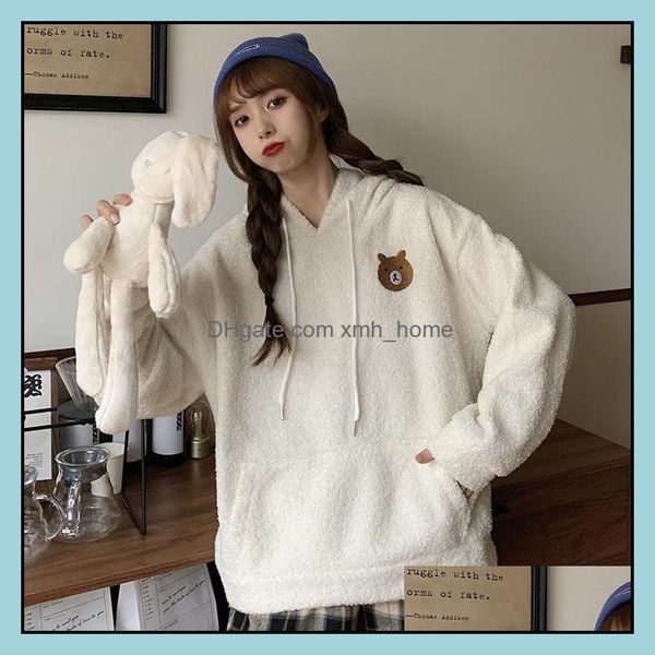 

jackets&hoodies wear athletic outdoor apparel sports & outdoorssweater womens cashmere thickened autumn winter bear embroidered hoodie stude, Blue;black