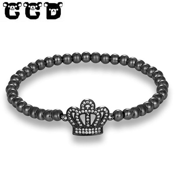 

charm bracelets fashion design women cz imperial crown gold-silver-black-color micro pave braiding macrame bracelet, Golden;silver