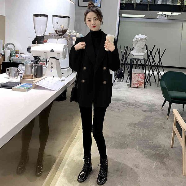 

women's wool & blends cmaz internet celebrity fabric off-season autumn and winter mid-length rejd, Black