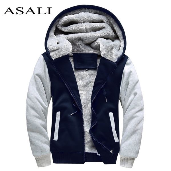

asali bomber jacket men new brand winter thick warm fleece zipper coat for mens sportwear tracksuit male european hoodies 201104, Black