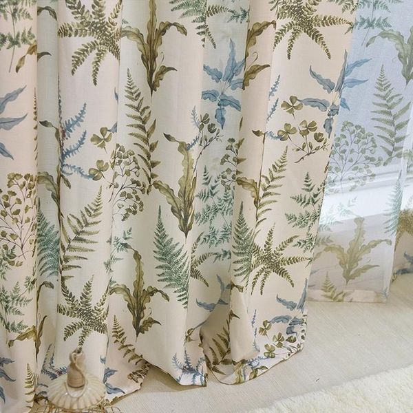 

curtain & drapes linen pastoral curtains for living room bedroom rainforest fresh green tree printed kitchen
