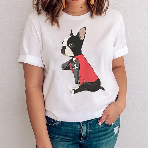 

graphic dog cartoon pet funny women t shirts spring girl printing casual 90s clothes lady tees print clothing female shirt, White