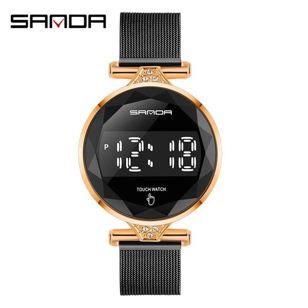 

wristwatches sanda fashion personality luminous watch waterproof for men and women multifunctional sports touchscreen electronic, Slivery;brown
