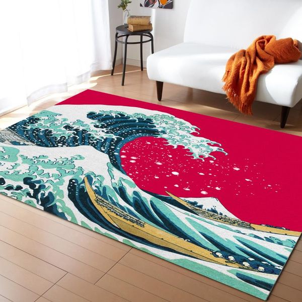 

carpets kanagawa red illustration pattern for living room bedroom area rug kids play mat 3d printed home large carpet