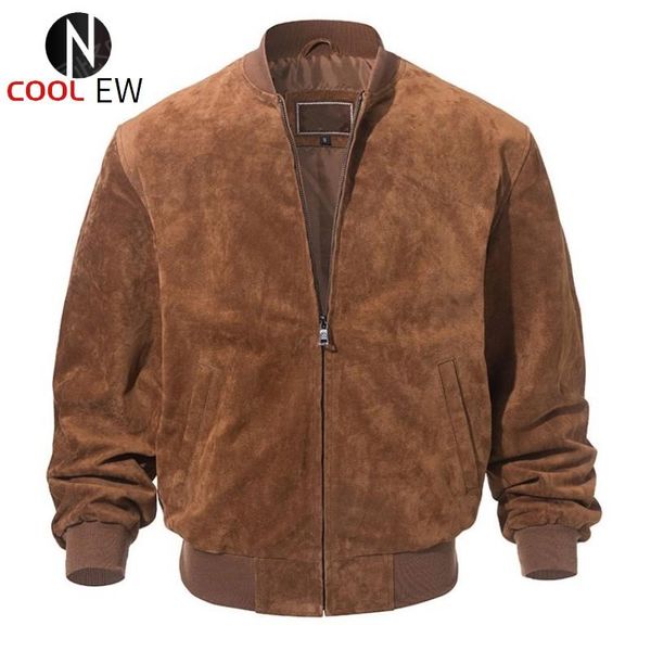 

men's leather & faux autumn genuine jacket men vintage winter plus cotton warm pigskin coat luxury stand collar zipper casual outerwear, Black