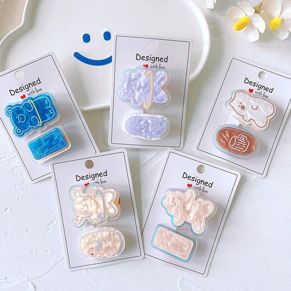 

hair accessories 2pcs/set women girls cute creative hairpin side clips headdress bear ornament fashion, Slivery;white