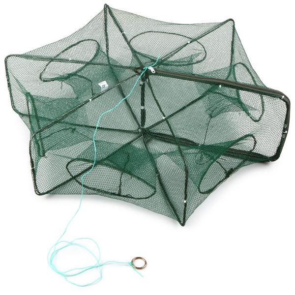 

fishing accessories 6/12 hole hexagon minnow net shrimp cage trap crab baits mesh foldable carp