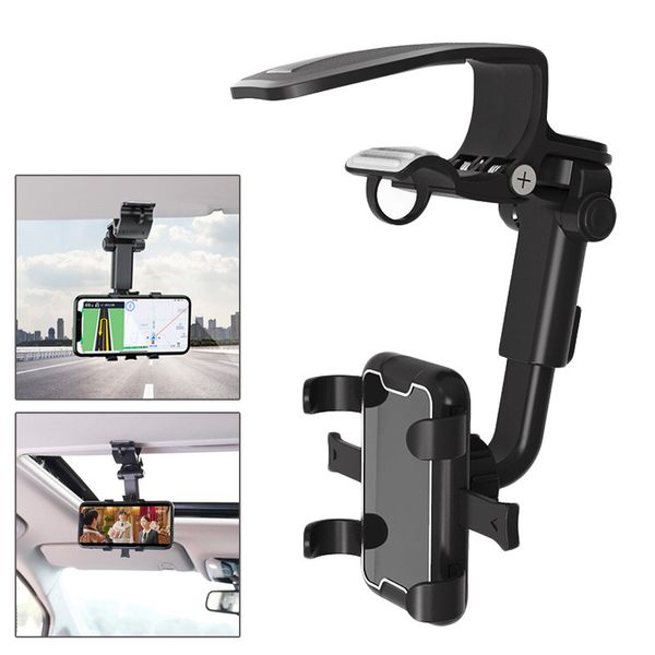 Автомобиль Sun Visor Clip Holder 360 Rotation Reptable Dashboard Навигация GPS Кронштейн для iPhone 12 Xiaomi Samsung