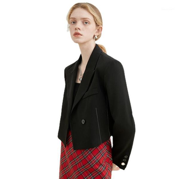 

women's suits & blazers black line short casual for women elegant lapel long sleeve loose fit and jackets fashion tide spring autumn 20, White;black