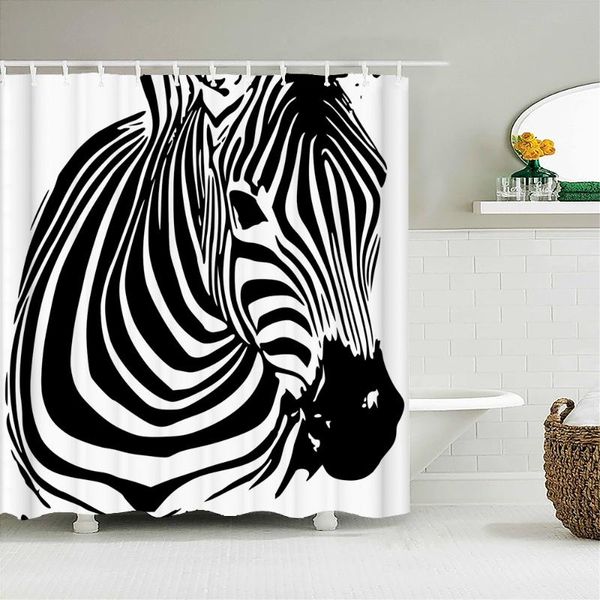 

shower curtains creative animal print zebra lion forest curtain waterproof bathroom decoration home