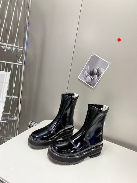

luxury designer leather and nylon fabric ankle boots fashion biker australia booties women winter platform sneakers size eur 35-40(with box), Black