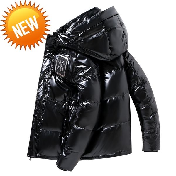 

winter down jacket for men thick warm coat solid color casual parkas, Black