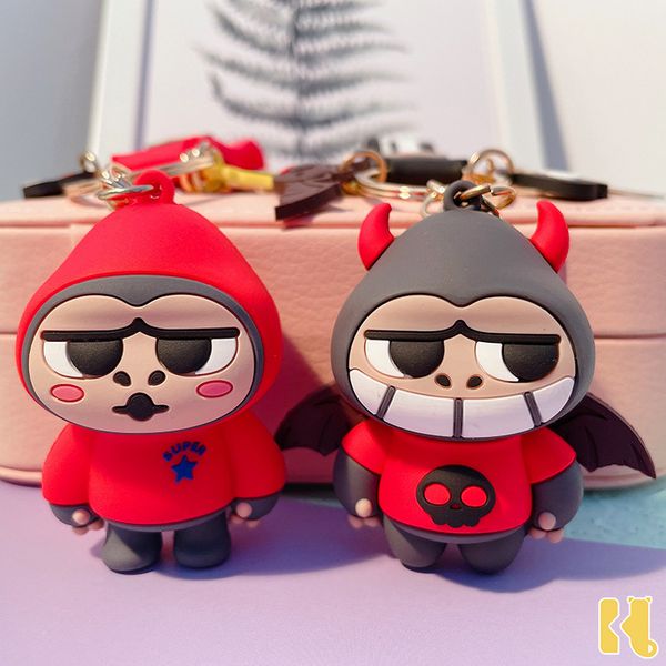

2021 fashion keychain genuine buttock scarlet cartoon keychain fashion creative bag car pendant couple gifts, Silver