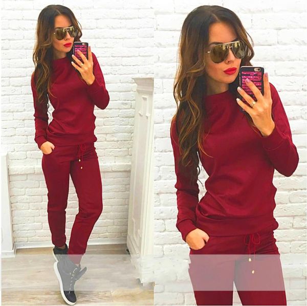 

women's jumpsuits & rompers 2021 autumn winter fashing women casual 2pcs solid tracksuit hoodies sweatshirt pants sets wear suit pullov, Black;white