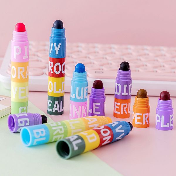 

solid creative splicing orcent pen 6 color student marker colorful picture crayon, Black;red