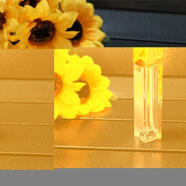 

storage bottles & jars 7.5ml 10/30/50pcs empty makeup diy lip gloss bottle square gold tube with led light mirror labial glair