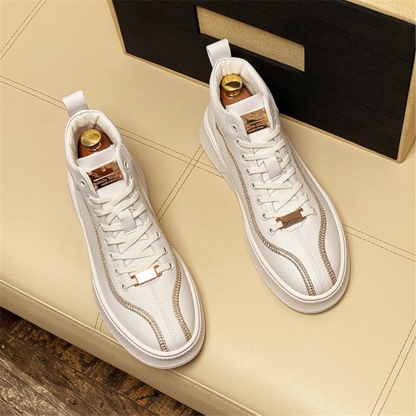 

white luxury leather mens shoes punk sneakers hip hop flats loafers web celebrity high ankle boots zapatillas hombre, Black