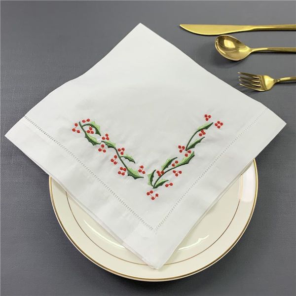 

wedding napkins white hemstitched linen table napkin with color embroidered floral dinner napkins 20x20-inch