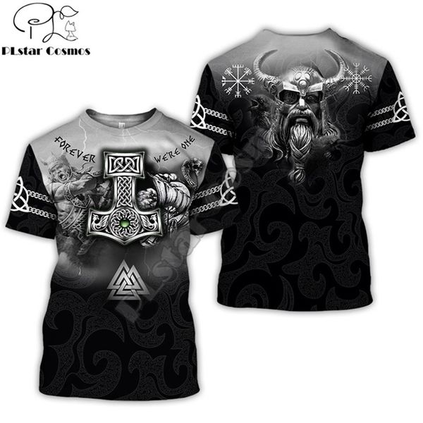 Abbigliamento di marca Modello tatuaggio vichingo Stampa maglietta 3D Maglietta uomo Estate Maglietta divertente Manica corta O-Collo Top Drop 210716