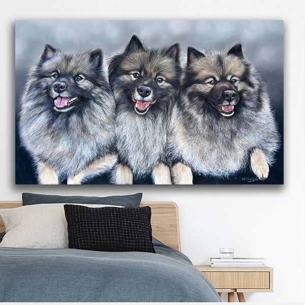 Decorazione moderna Cani con sorriso Wall Art Poster Stampa su tela Pittura Home Kid's Room Decor Cute Animals Pictures No fotogramma