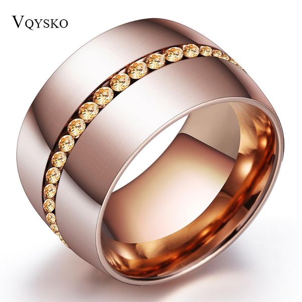 

wedding rings classic rose gold-color crystal ring stainless steel jewelry for women bijoux, Slivery;golden