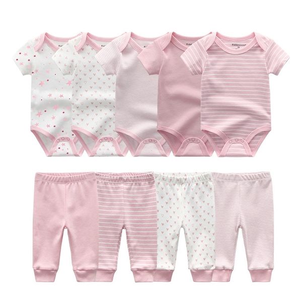 Bebê Boy Roupas Bodysuits Sólidos + Calças Conjuntos de Roupas 0-12M Bebé Menina Roupas Unisex Recém-nascido Bebê Algodão Roupa de Bebe Ropa 210309