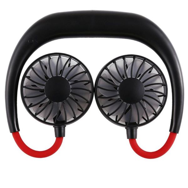 

neck band fan portable mini double wind head summer lazy neckband fan usb rechargeable for outdoor sports travel air cooler