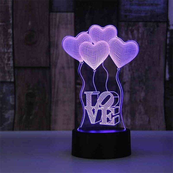 

led colorful usb electric table acrylic creative 3d gift love balloon night lamp