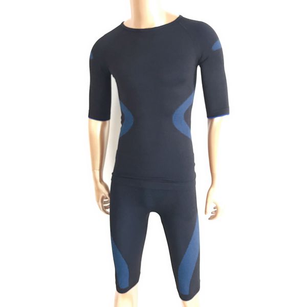 Top de fábrica Venda Atacado Miha Bodytec Underwears para o ems training terno / jaqueta / colete cor preta com listras azuis