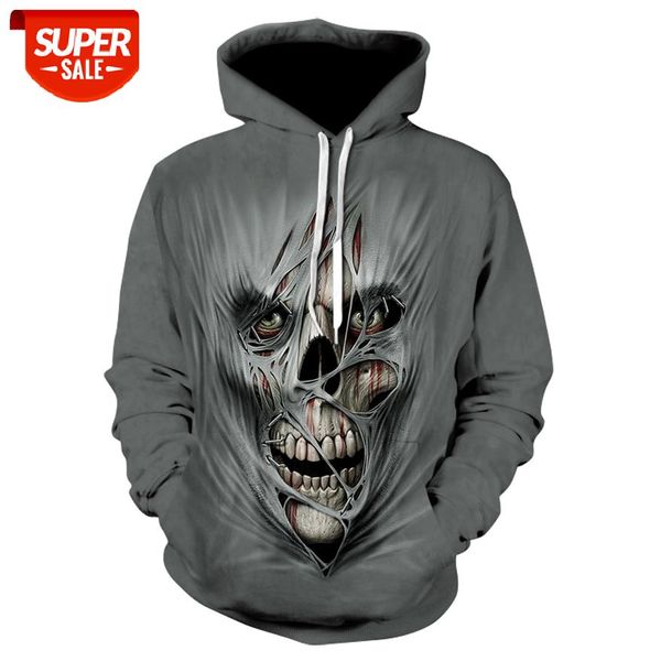 

2020 spring and autumn new fashion men and women skeleton3d printing cool hoodie hip hop sports jacket 6xl #no2u, Black