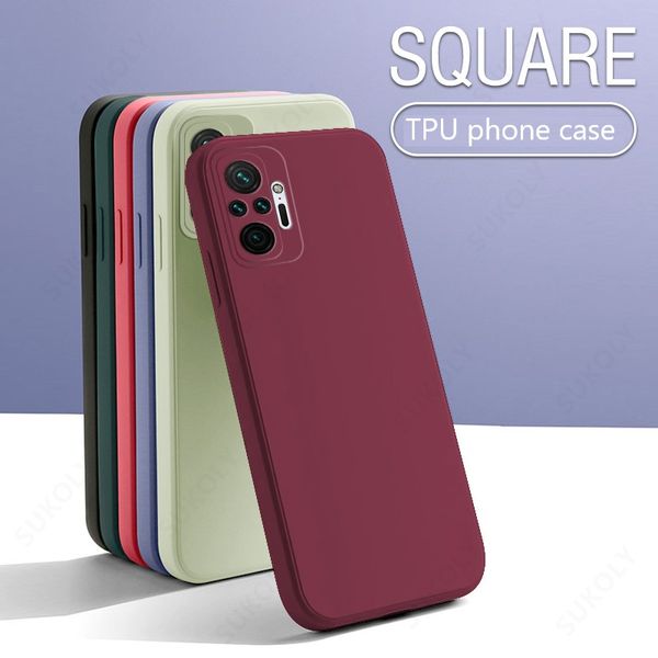 Casos de telefone TPU para Redmi Nota 10 5G Pro Max Square Líquido Silicone Soft Mobile Cover para Xiaomi 11 Ultra