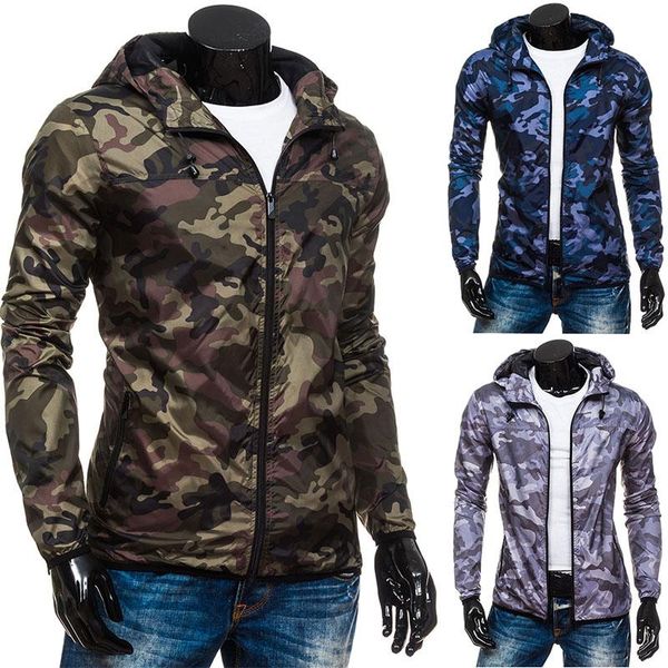 

casual slim jacket men's 2021 fall winter trend fashion camouflage hooded windproof youth outdoor mountaineering outerwear, Black;brown