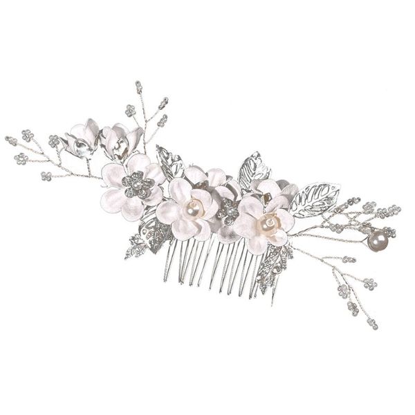 

hair brushes pearl flower comb jewelry decor wedding bride headdress, Silver