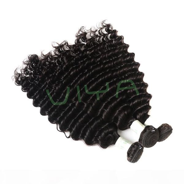 

9a grade raw indian deep wave hair bnundles with lace closure 100% unprocessed virgin hair can be dyed and bleached, Black